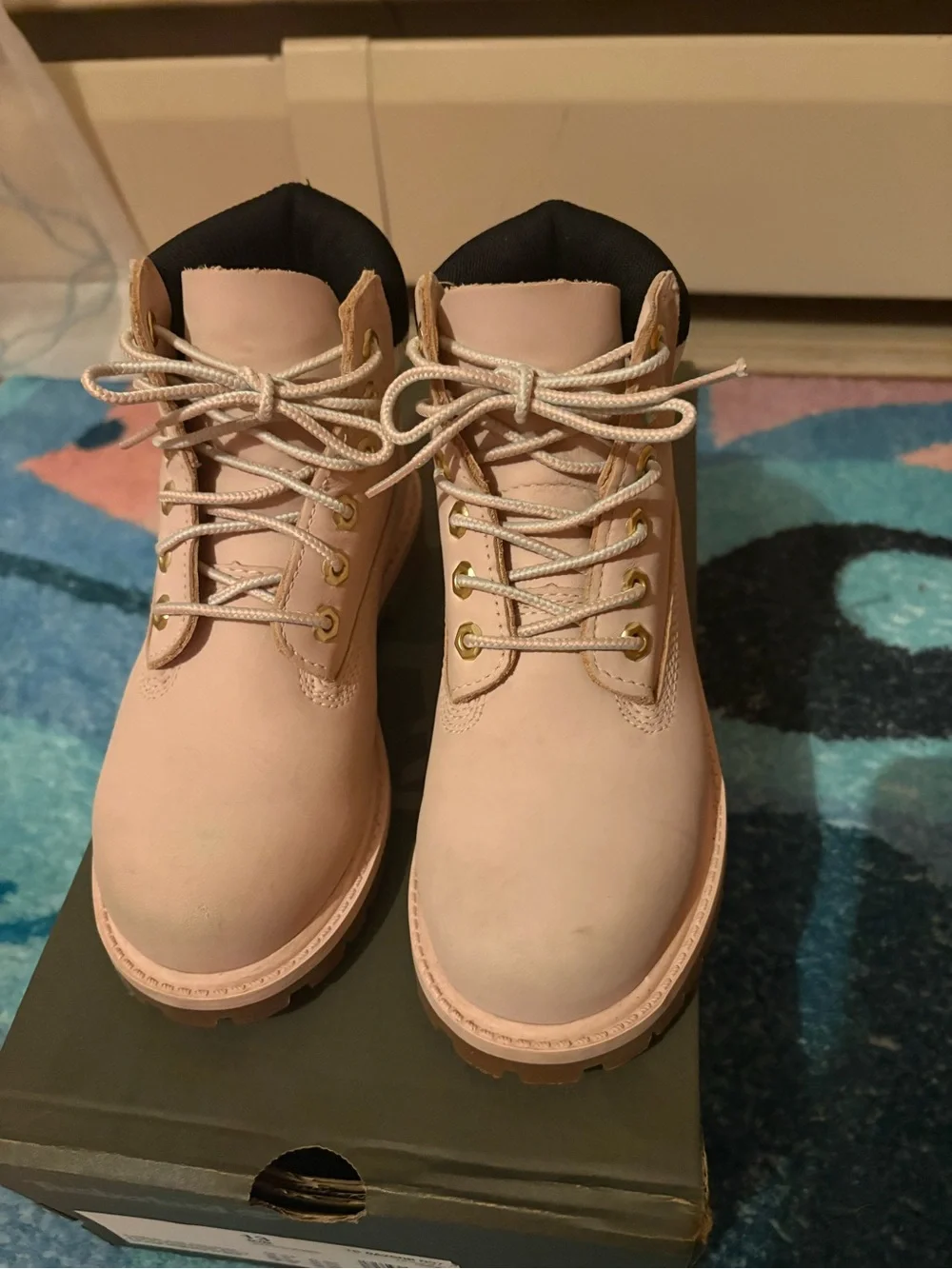 Timberland Kids Pink and Black Padded-Collar Lace-Up Boots